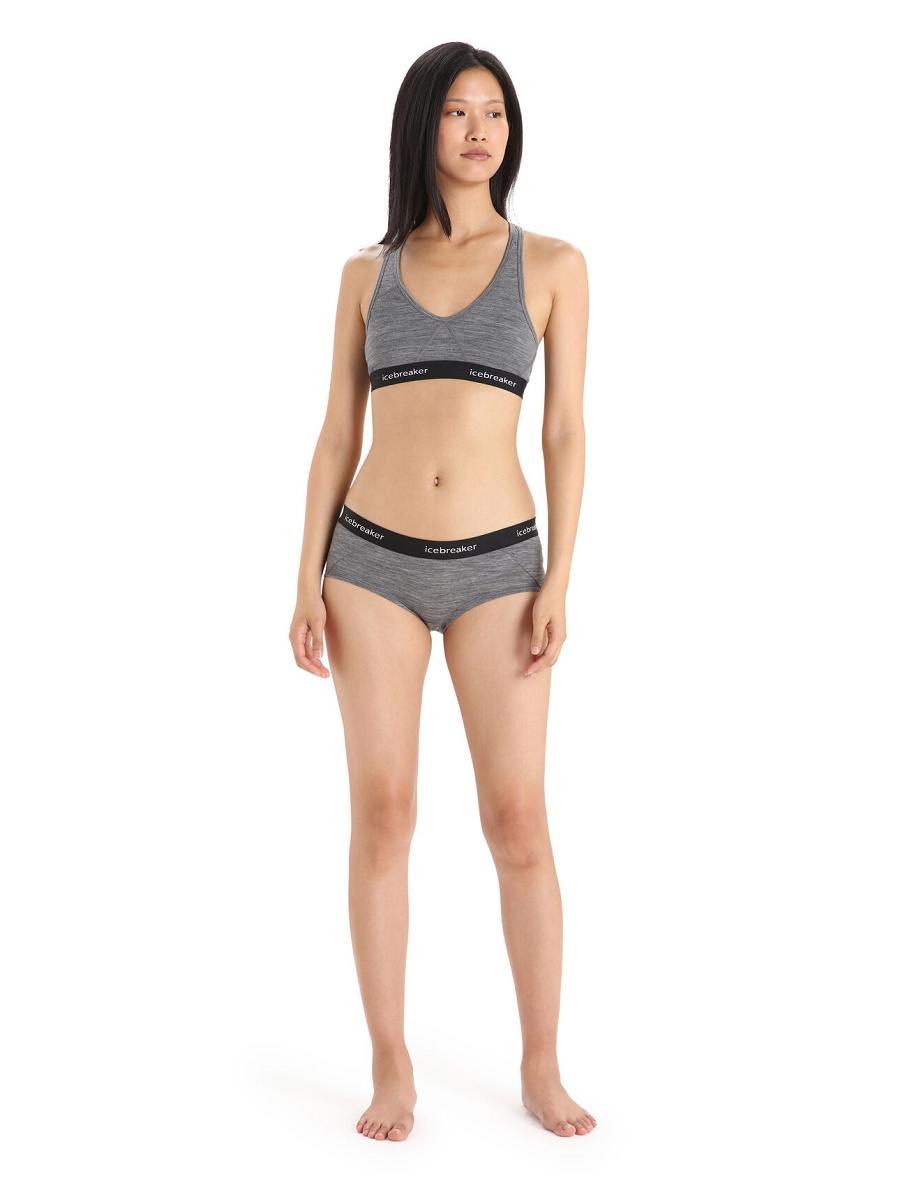 Gritstone Heather / Black Icebreaker Merino Sprite Hot Pants Women's Underwear | AU 1707NWYB